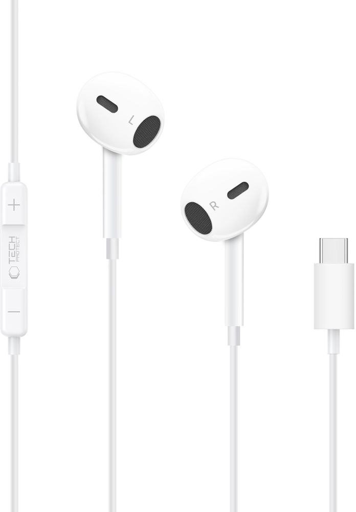 Kufje Tech-Protect Ultraboost Core G2, USB-C, me kabllo, të bardha