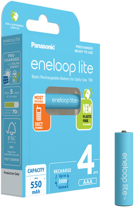 Bateri të rikarikueshme PANASONIC Eneloop Lite HR03 AAA 4LCCE/4BE