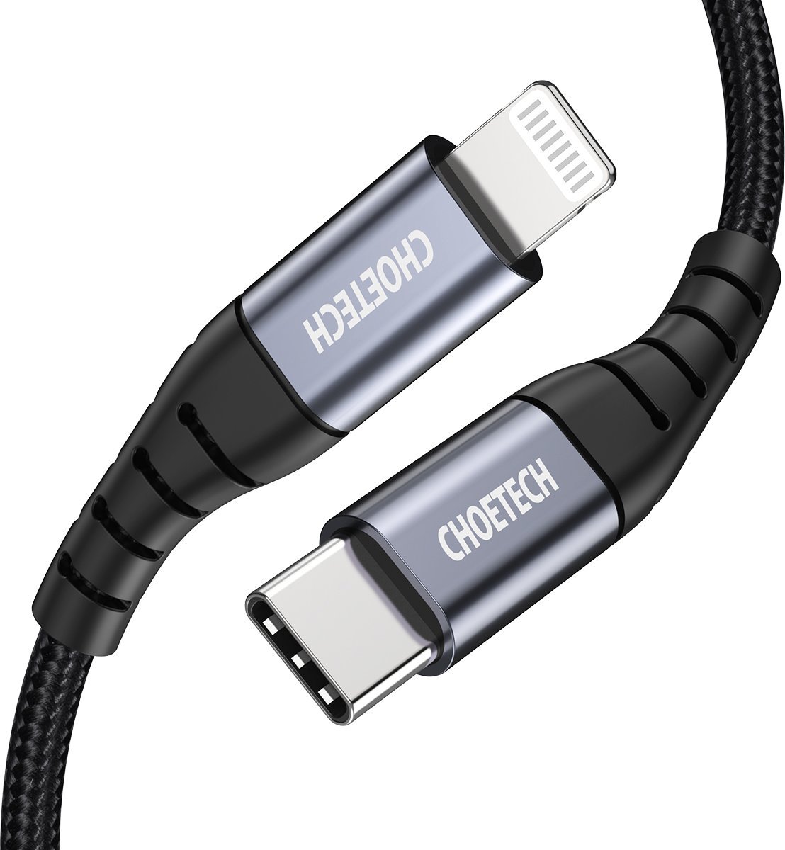 Kabllo ChoeTech Type C në Lightning, 2m, e gërshetuar, MFI
