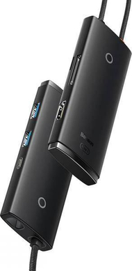 Adapter USB C BASEUS WKQX050001, 6 në 1, HDMI USB 3.0 SD TF, i zi