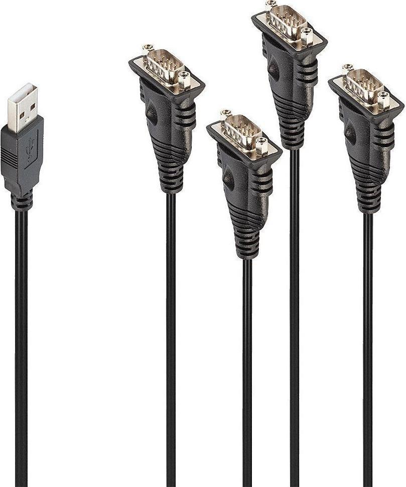 Kabllo konvertuese Lindy USB A në 4x RS 232, 0.94 m, e zezë
