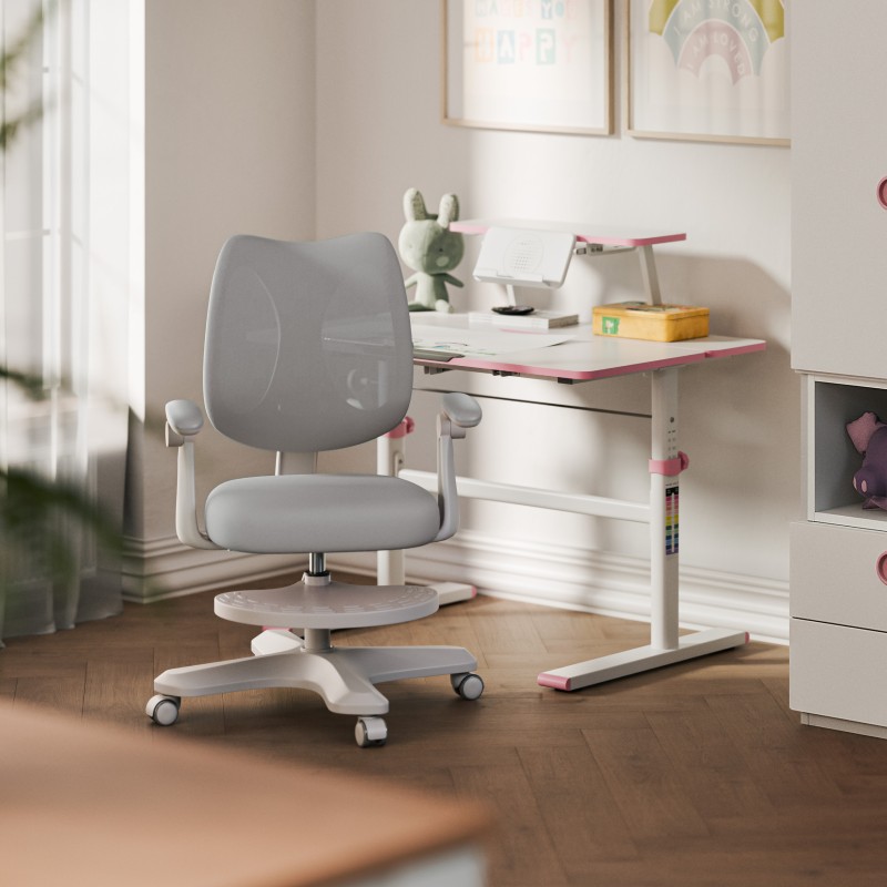 Karrige ergonomike zyre Mark Adler Junior 4.6, rrotulluese, me rrjetë, gri