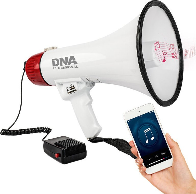 Megafon DNA MEGA1, 30W, Bluetooth USB microSD AUX, i bardhë
