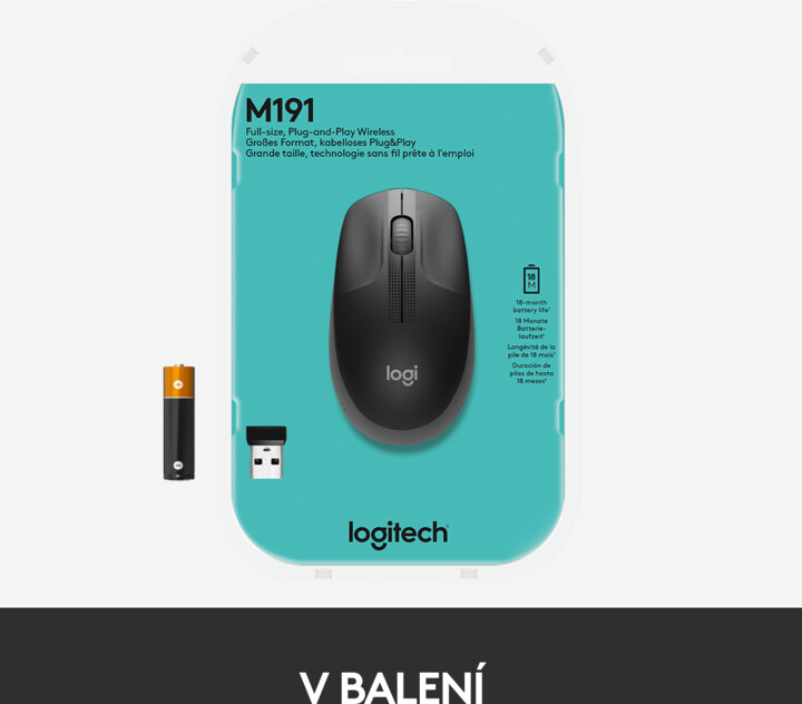 Logitech M190, Глушец црн