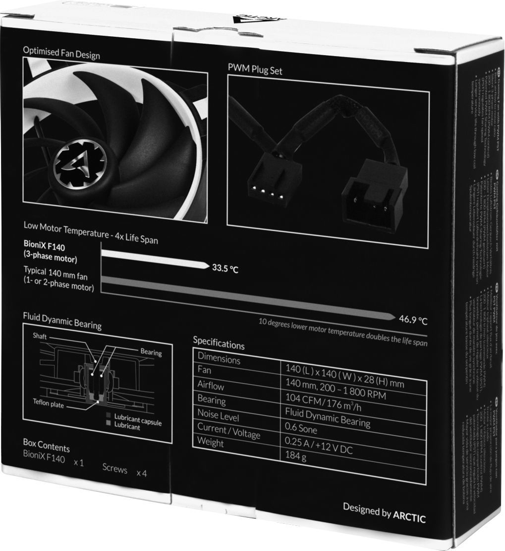 Ftohës Arctic BioniX F140 (ACFAN00096A), 140 mm, i bardhë