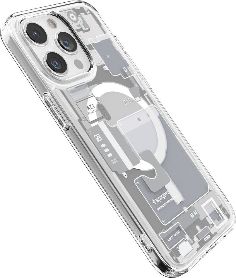 Mbrojtëse telefoni Spigen Ultra Hybrid MagSafe Zero One, për iPhone 15 Pro Max, transparente, e bardhë