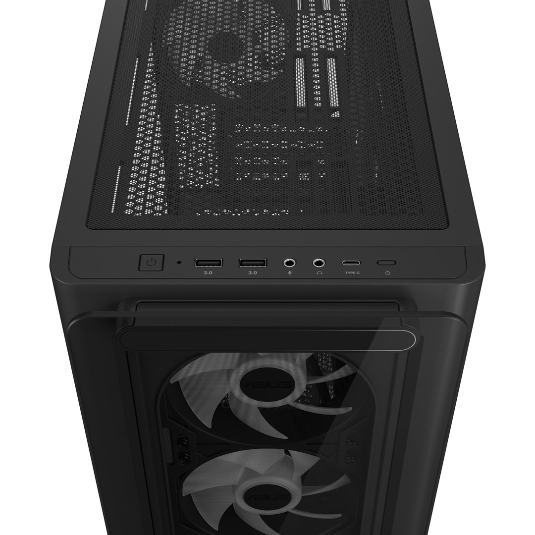 Kutia PC ASUS A23 PLUS Mid Tower, ARGB, xham i temperuar, e zezë