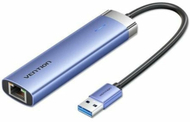 Hub USB Vention, 3x USB 3.0, RJ45 1 Gbit/s, USB C, 0.15m, blu