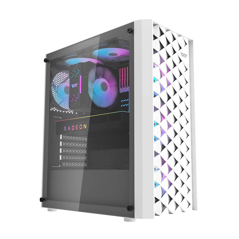 Kasa PC Darkflash DK351, ATX mid tower, xham i temperuar, e bardhë