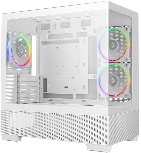 Kuti PC DEEPCOOL CG380 3F, Mid Tower M ATX, xham i temperuar, e bardhë
