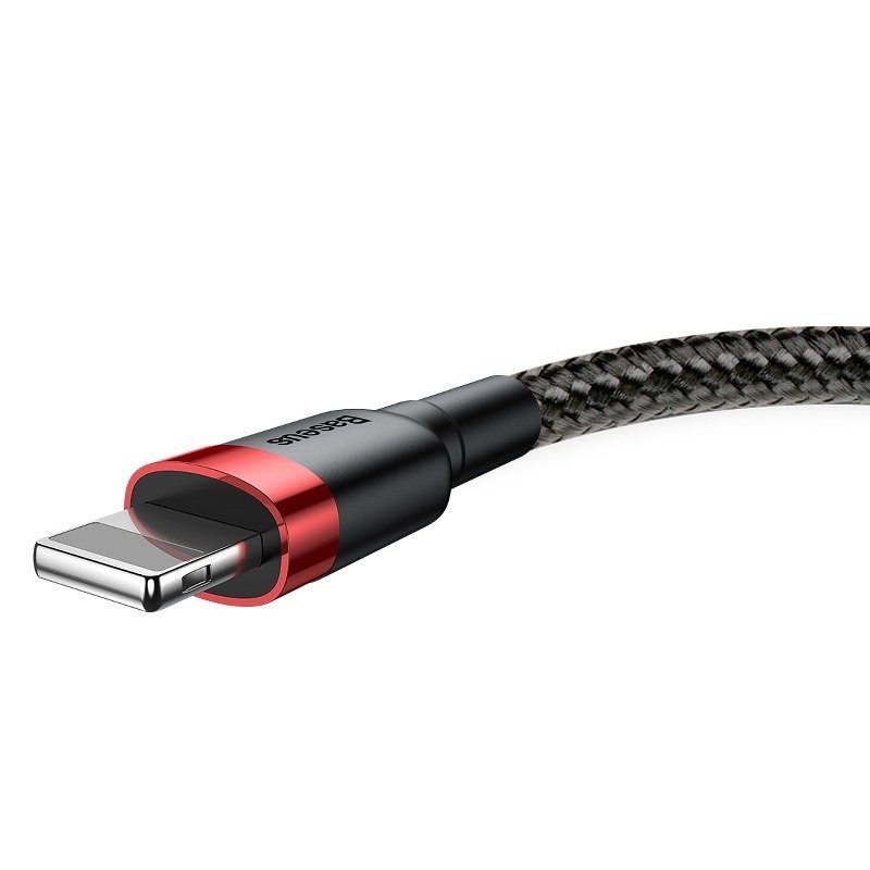 Kabllo USB Baseus Cafule, USB A në Lightning, 1 m, 2.4A, e zezë e kuqe