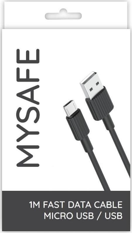 Kabllo USB Mysafe USB A në microUSB, 1 m, 2.4A, e zezë