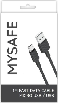 Kabllo USB Mysafe USB A në microUSB, 1 m, 2.4A, e zezë