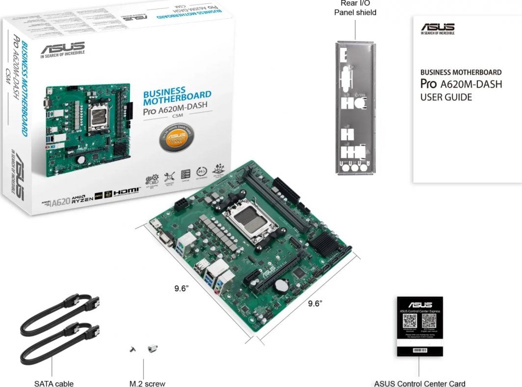 Pllakë amë Asus PRO A620M-DASH-CSM, DDR5, PCIe 4.0 M.2, e zezë