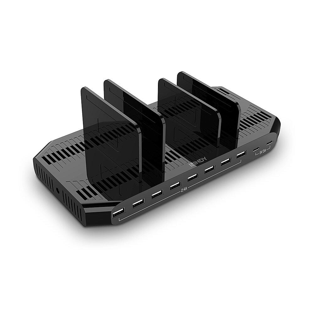Stacion karikimi Lindy 73435, 120W, 10 porta USB me USB C, i zi