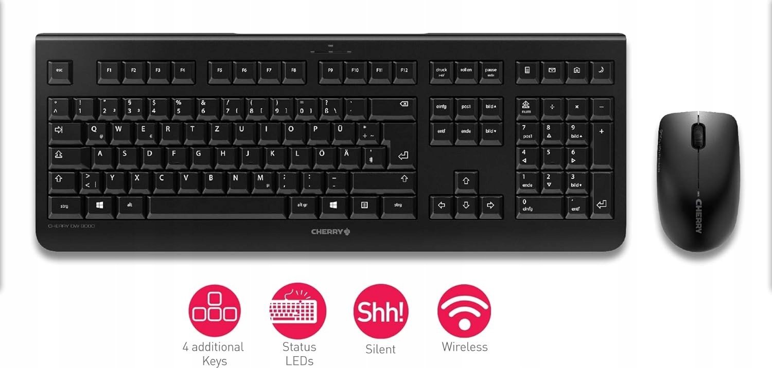 Set tastierë dhe maus Cherry DW 3000, pa tela, optik, i zi