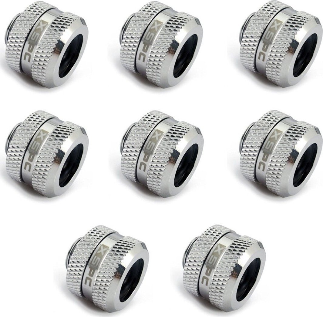 Set fitting për ftohje uji XSPC G1/4 në tub 14mm, Triple Seal, krom