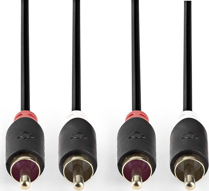 Kabëll audio stereo Nedis, 2x RCA mashkull në 2x RCA mashkull, 2m, antracit
