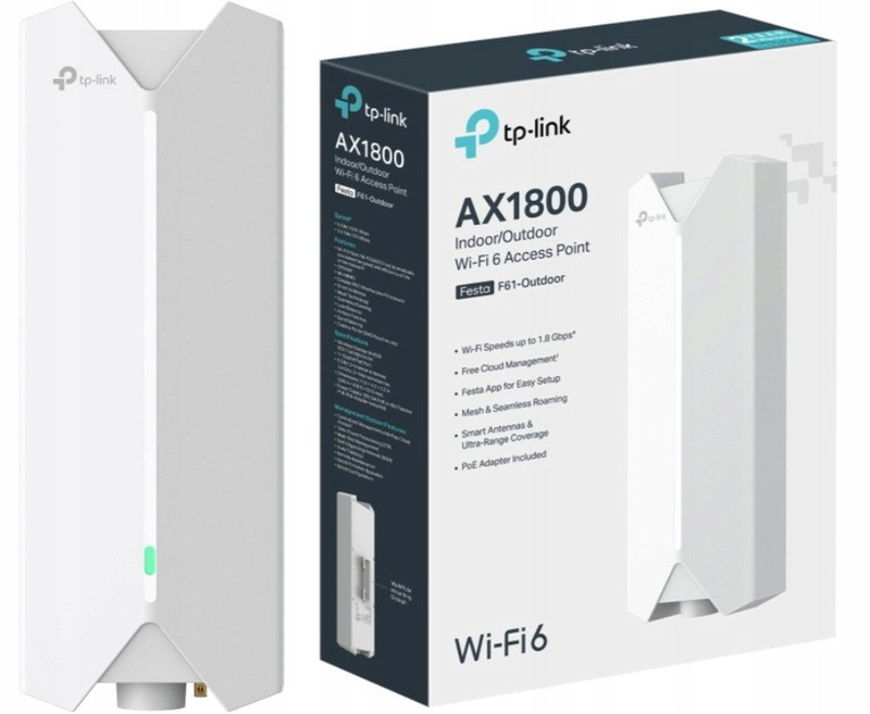 Access point i jashtëm TP-LINK Festa F61-Outdoor, AX1800, Wi-Fi 6, i bardhë