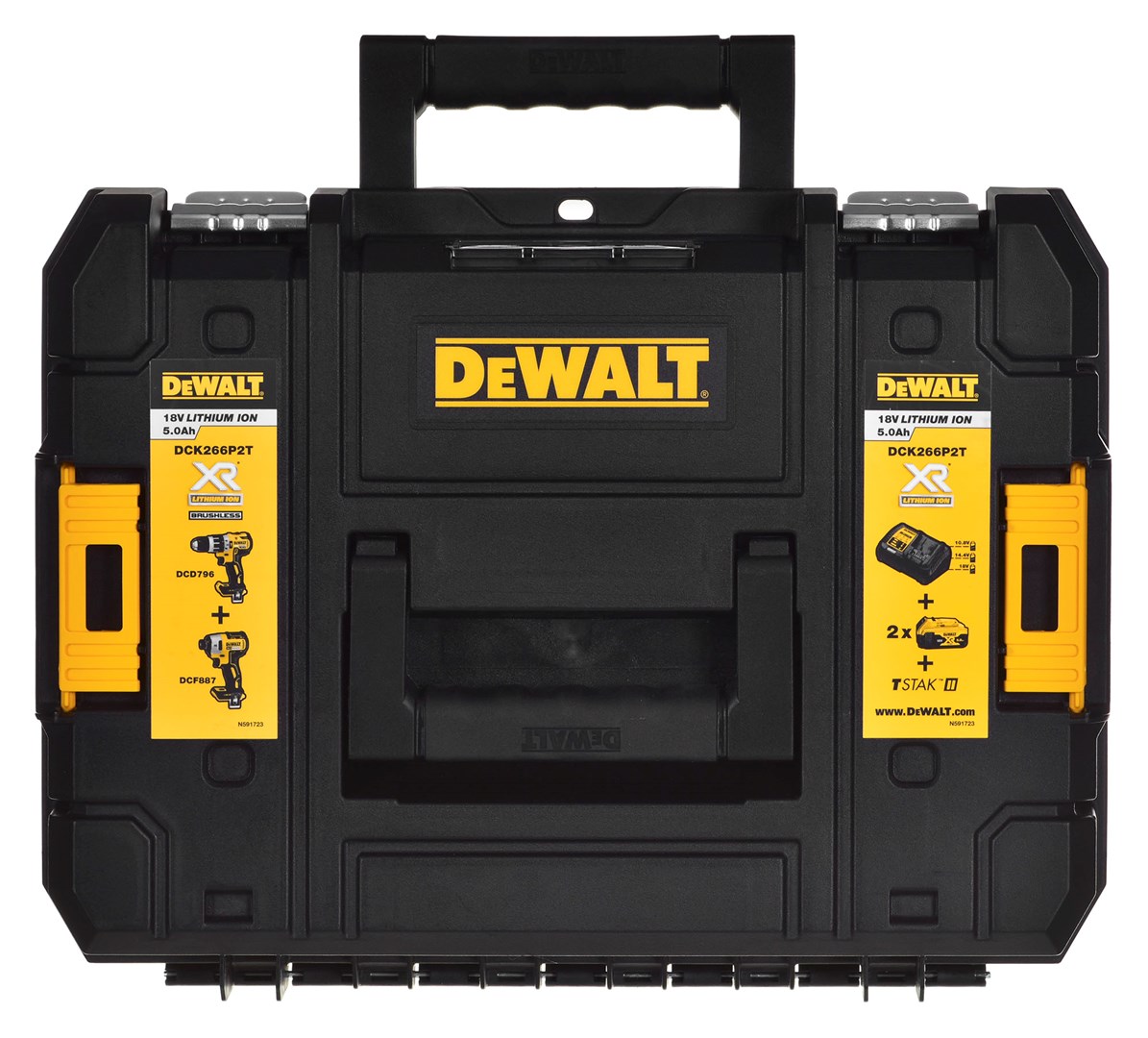 Set veglash pa kabllo Dewalt DCK266P2T QW, 18V, 2x 5.0Ah, i verdhë