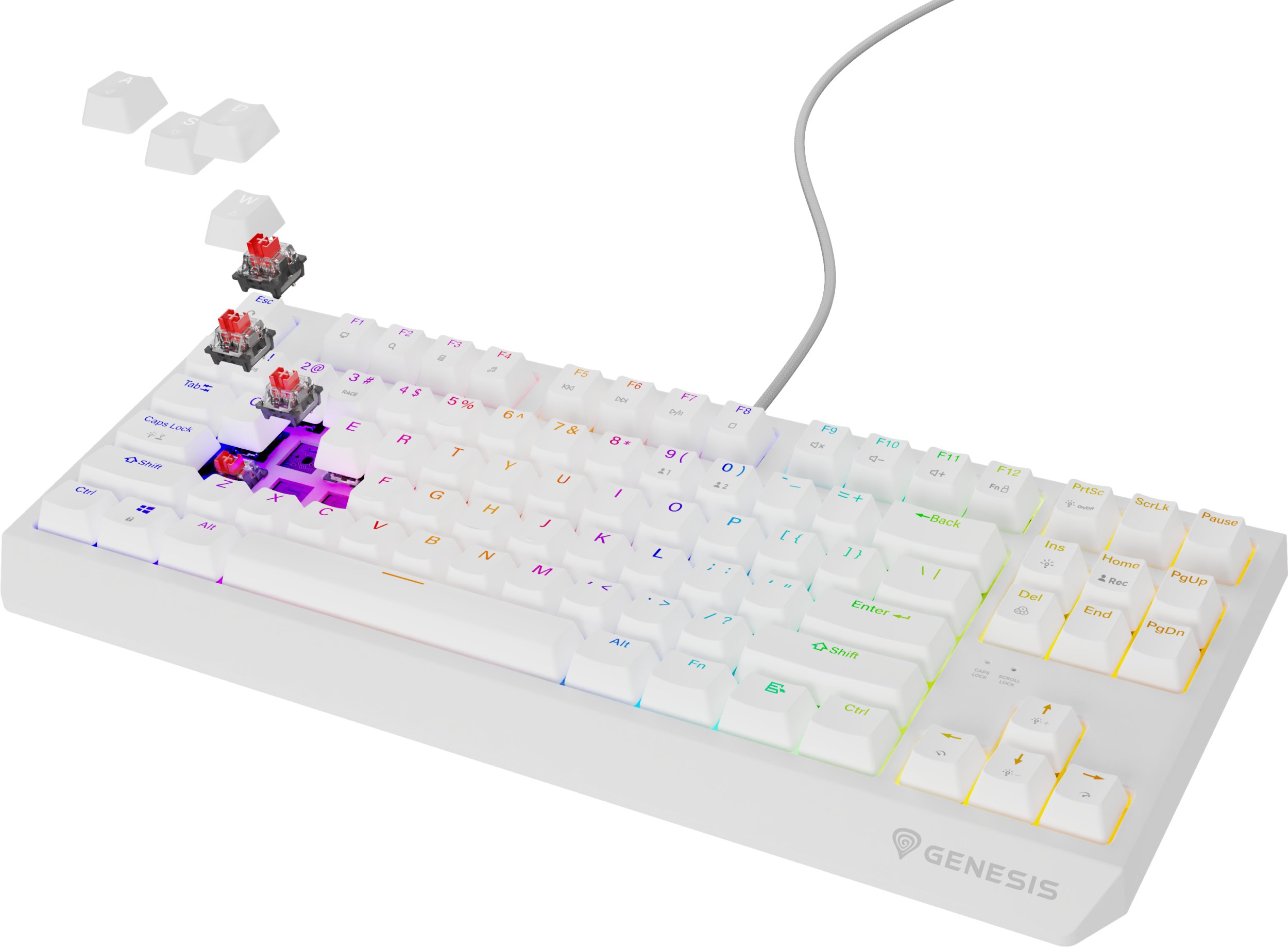 Tastierë mekanike gaming Genesis Thor 230 TKL, RGB, Hot Swap, e bardhë 2