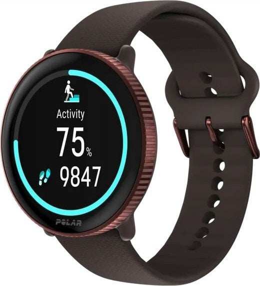 Спортски часовник Polar Ignite 3 Titanium, GPS, AMOLED екран, кафеав