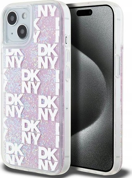Mbrojtëse telefoni DKNY Liquid Glitter Multilogo, për iPhone 15 14 13, TPU PC, rozë