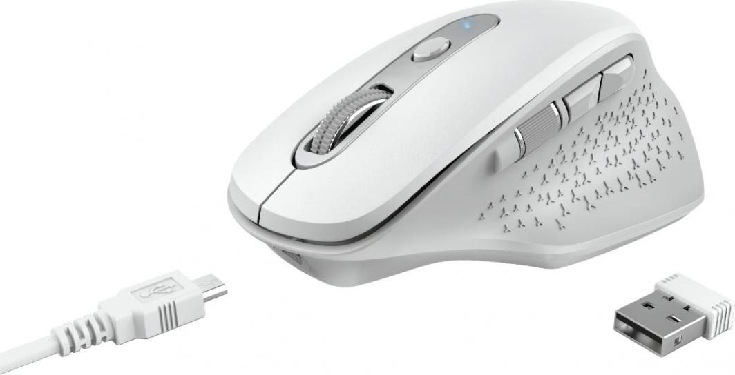 Maus Trust Ozaa, wireless, USB, i bardhë