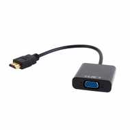 Adapter AV Gembird A HDMI në VGA, Jack 3.5mm, Full HD, i zi