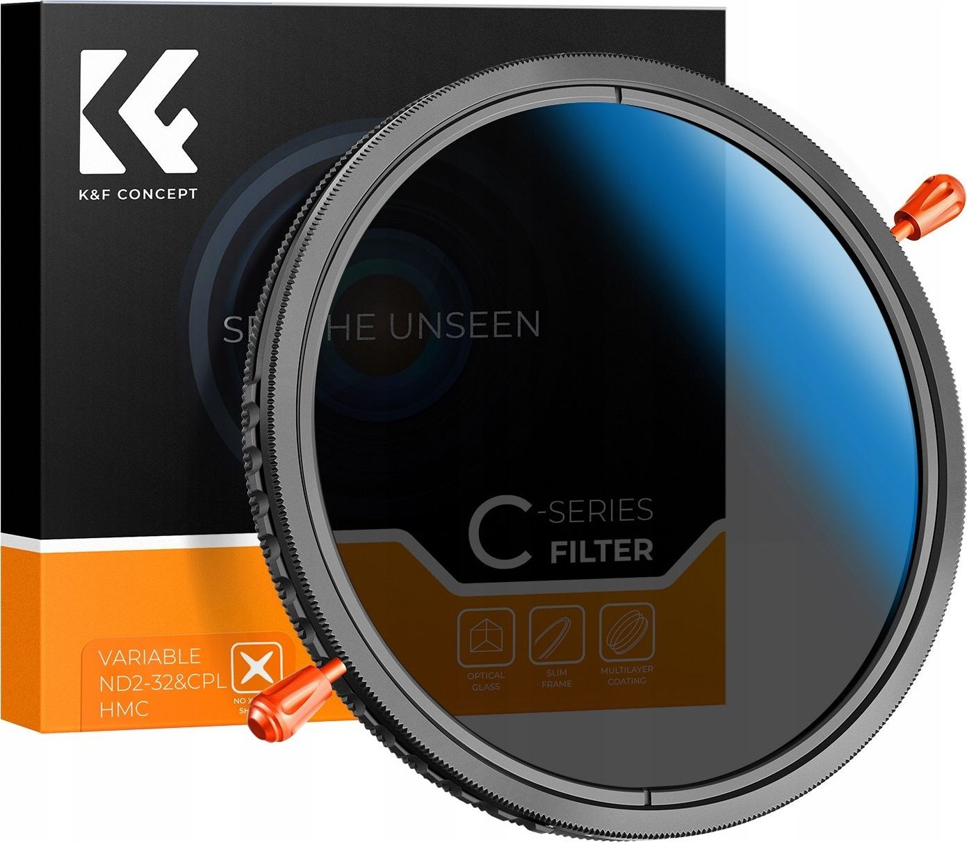 Filtër fotografik K&amp;F Concept 2 në 1 CPL ND variabël ND2ND32, 72mm, veshje 18 shtresa, gri