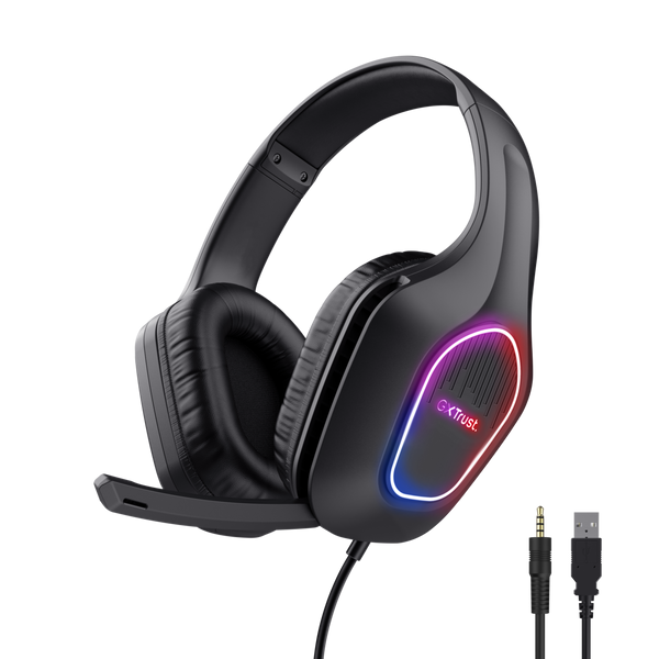 Kufje Trust Gaming, GXT 416 Zirox, LED, të zeza