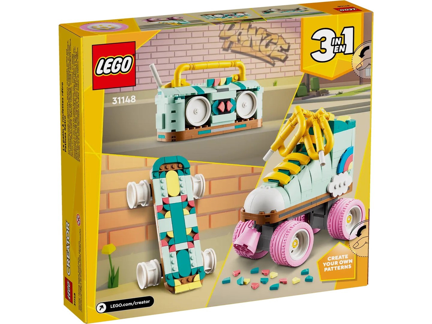 Set LEGO Creator Retro Roller Skate 31148, model ndërtimi dekorativ, shumëngjyrësh