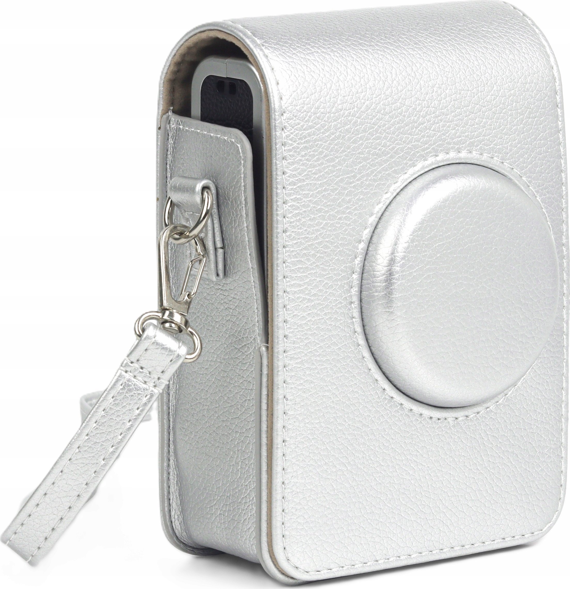 Çantë mbrojtëse Loveinstant për FUJIFILM INSTAX Mini EVO, lëkurë eko, me rrip, argjendi