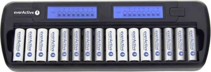 Karikues baterish EverActive NC-1600, 16 slote, LCD, AC dhe 12V