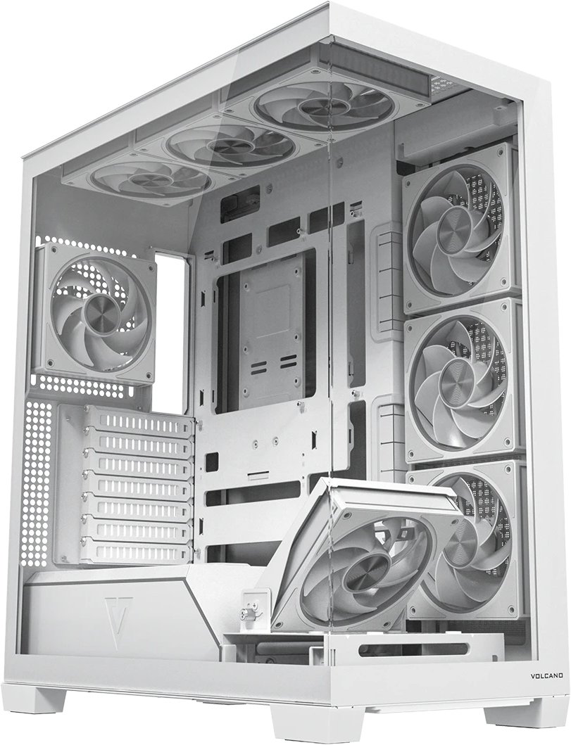Kuti kompjuteri MODECOM VOLCANO STELLAR PLUS ARGB, Midi Tower, 8 ventilatorë, e bardhë