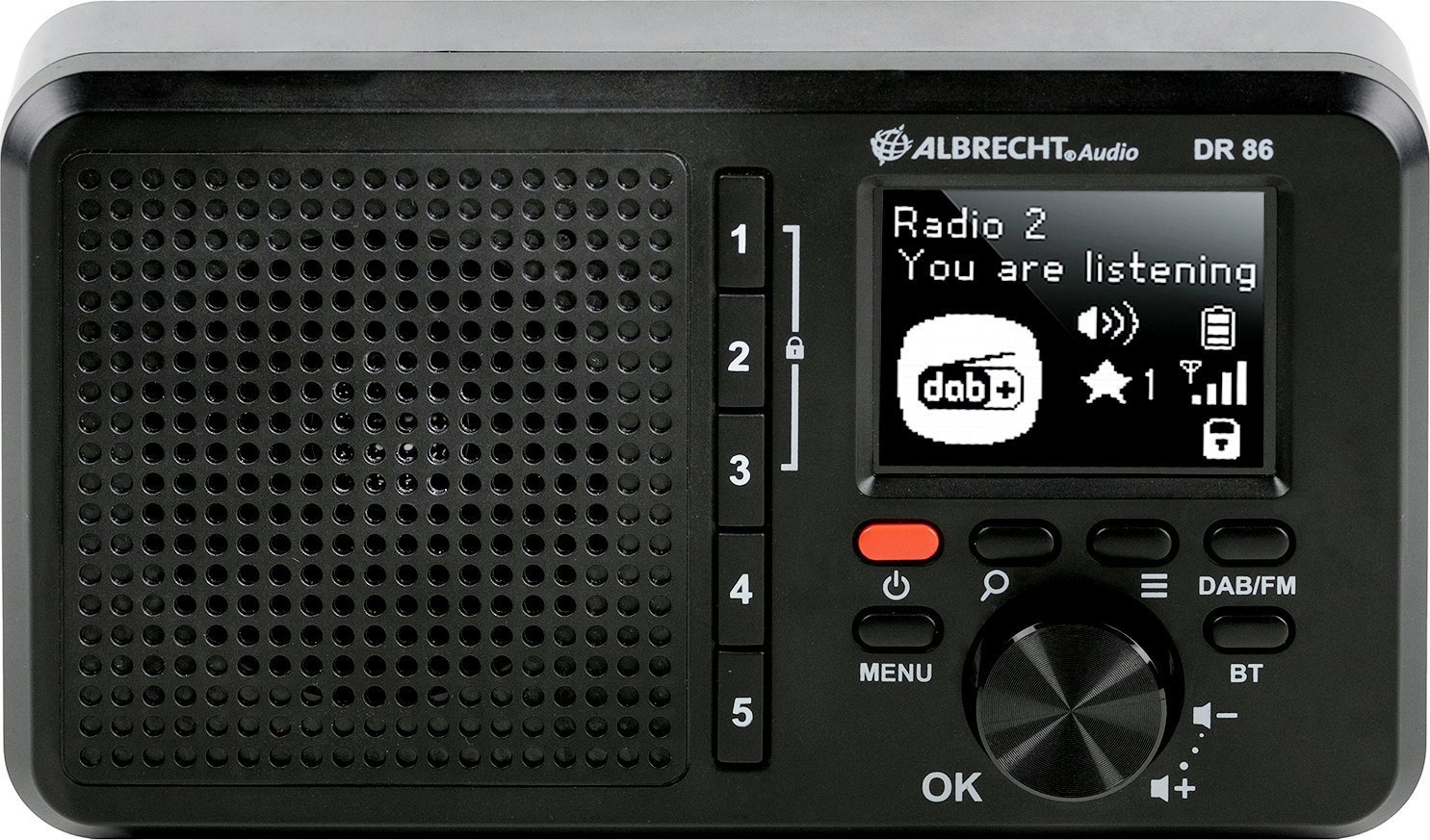 Radio digjitale Albrecht DR 86 Senior, DAB+ FM, ekran 2.4", e zezë