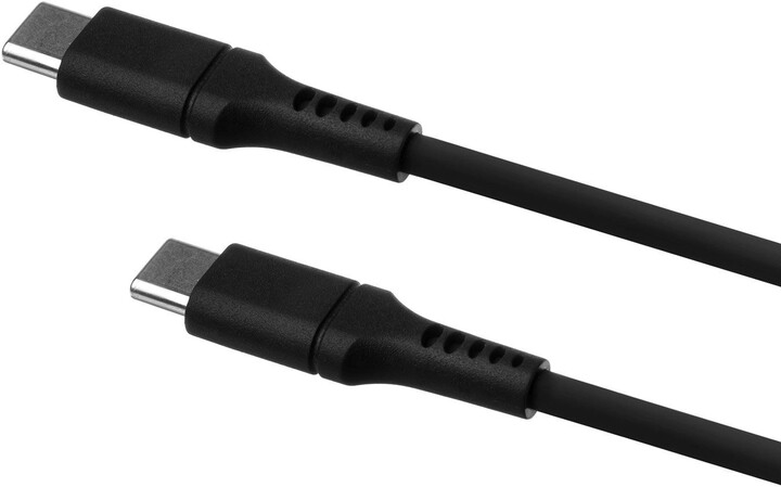 Kabllo karikimi dhe për të dhëna FIXED Liquid silicone USB-C - USB-C, USB 2.0, PD 60W, 0.5m, e zezë