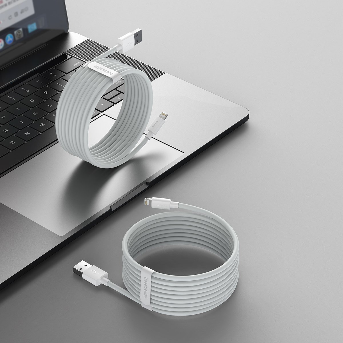 Kabllo USB Baseus Lightning, 2x USB A, 1.5 m, e bardhë