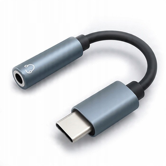 Adapter audio Qoltec 51786, USB C në 3.5mm, 10cm, i zi