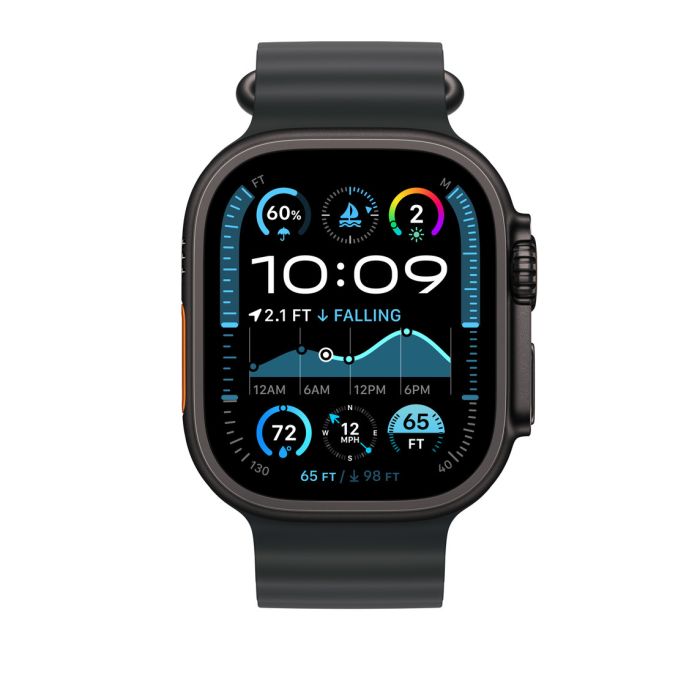 Apple Watch 49mm Band, Black Ocean Band, Black Titanium Finish