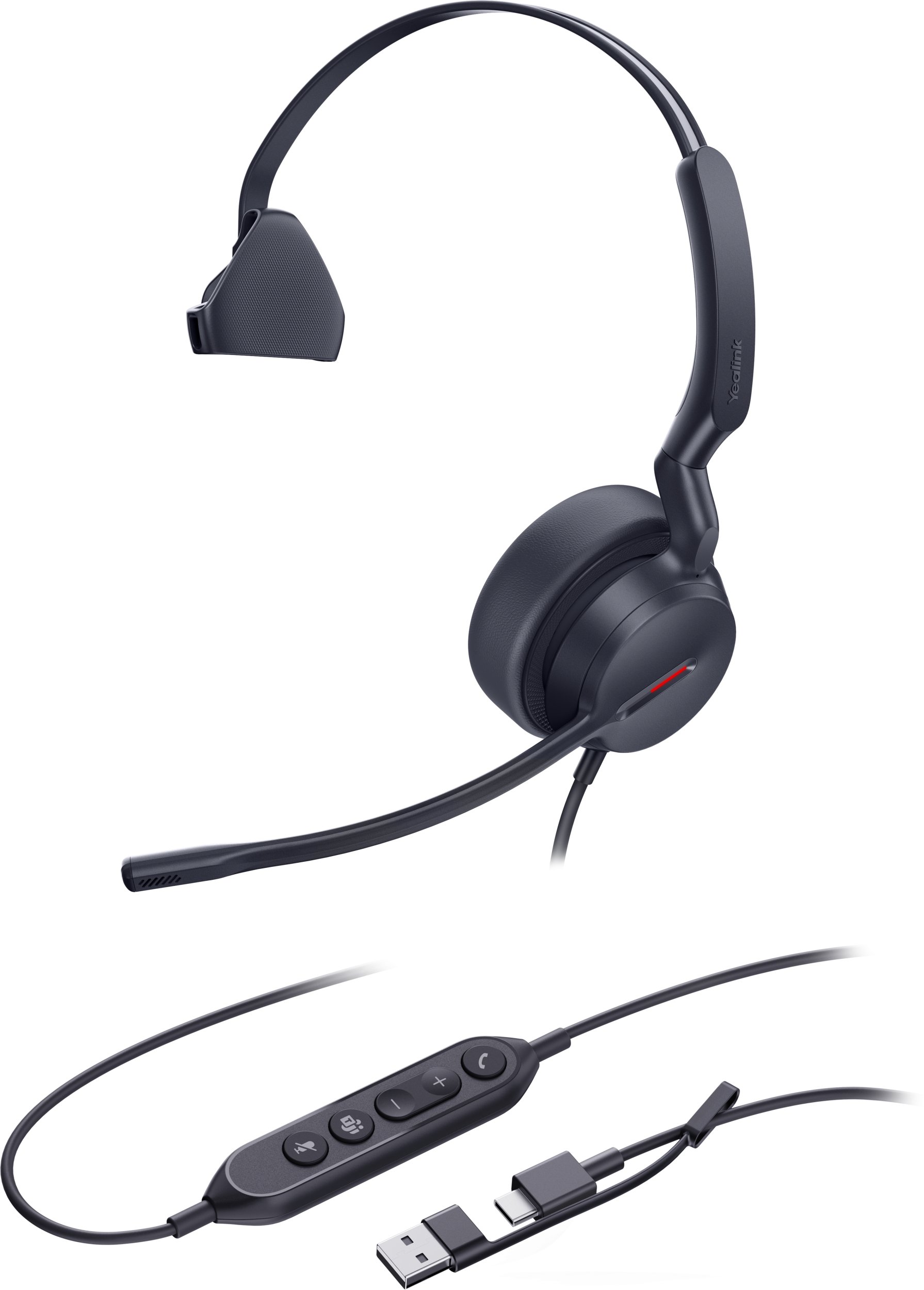 Kufje me kabllo Yealink UH44 Mono Teams, USB C USB A, e zezë