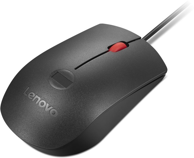 Mouse Lenovo, optik, USB, i zi me të kuqe