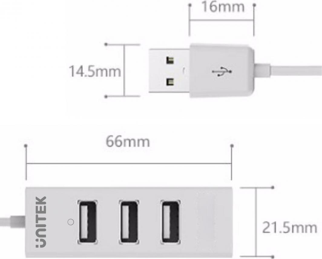 Shpërndarës USB Unitek Y-2146 4x USB 2.0 mini e bardhë