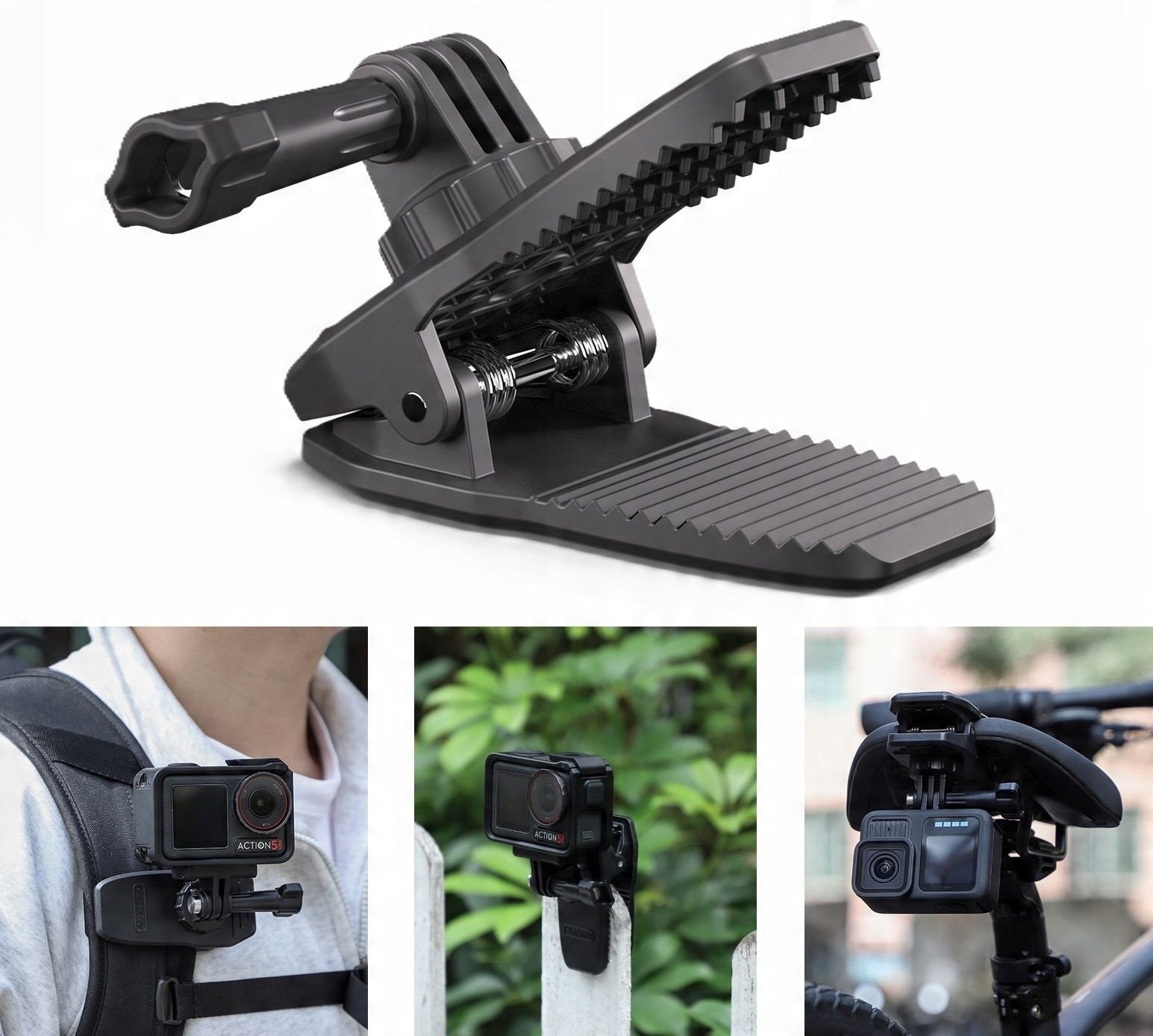 Mbajtëse magnetike me klip për rrip SunnyLife MJ949, montim GoPro 1/4", e zezë