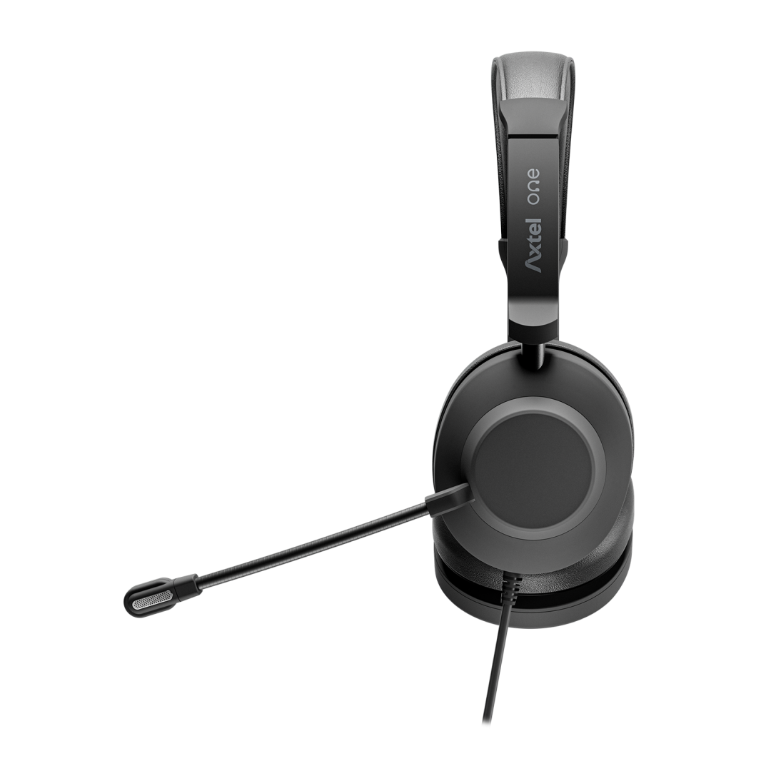 Kufje Axtel One UC35 Stereo HD, me kabllo, USB A USB C 3.5mm, e zezë