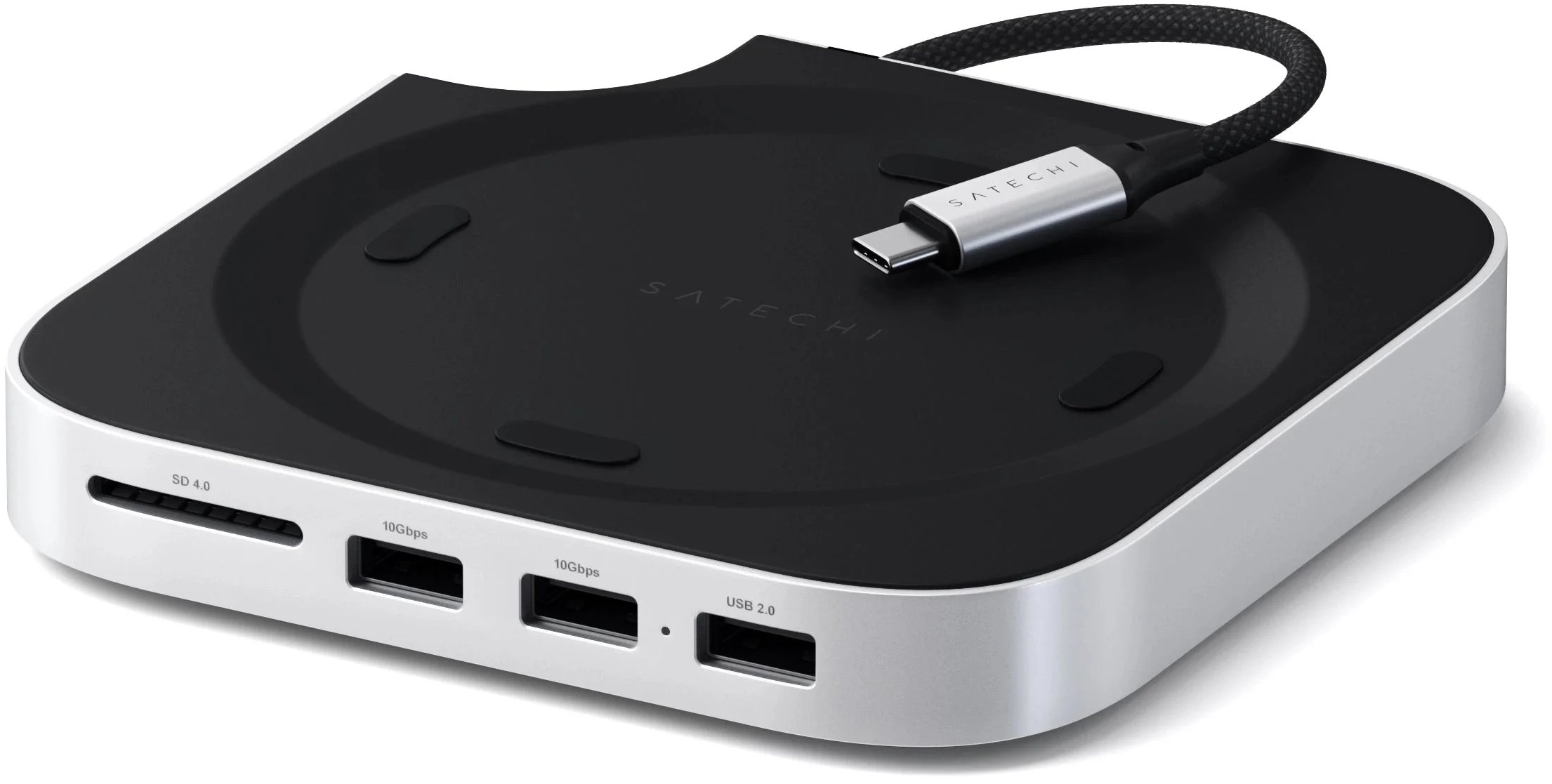 Dok Stacion Satechi për Mac Mini 2024, USB C HUB, SSD NVMe, argjendtë