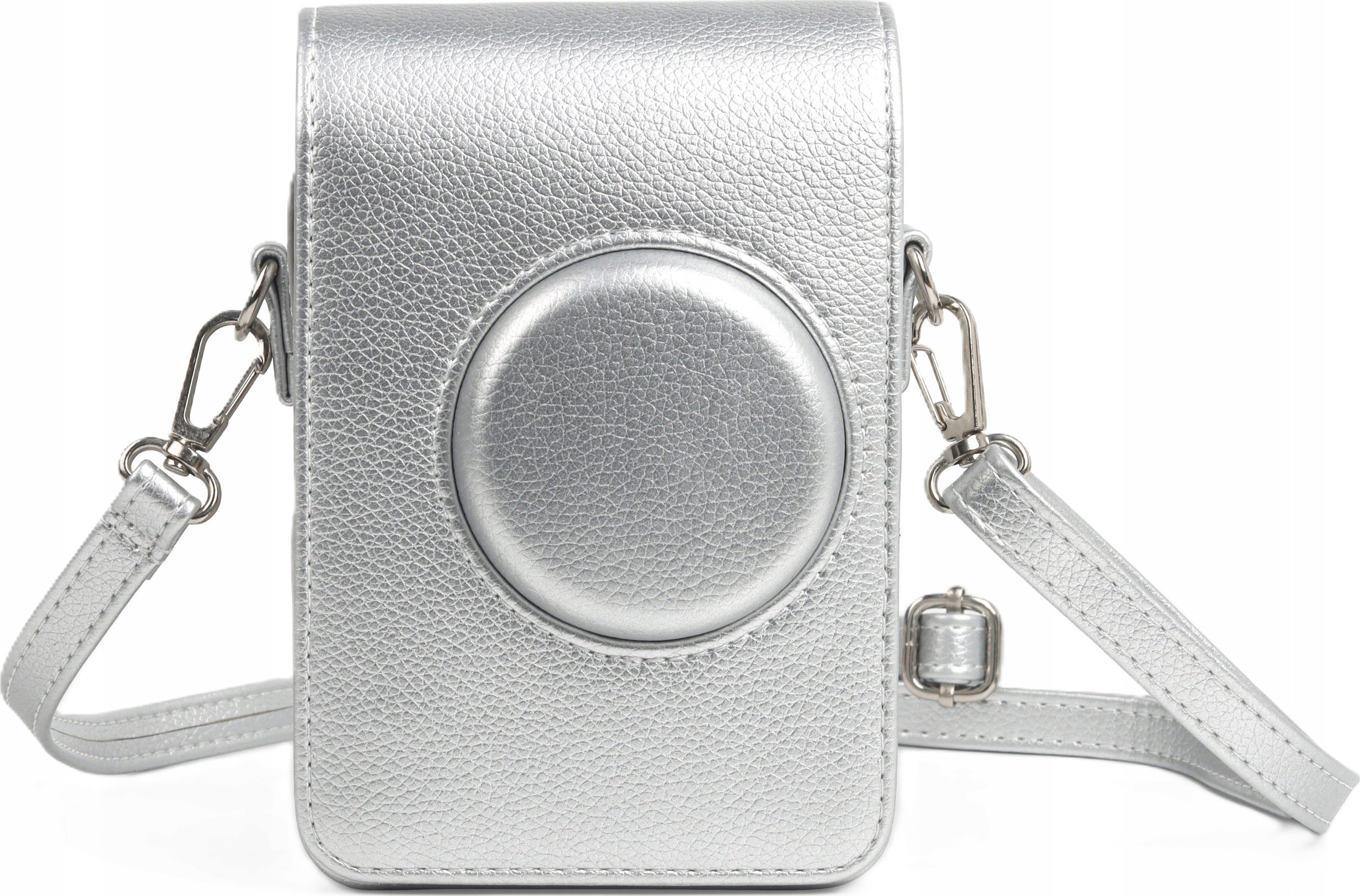 Çantë mbrojtëse Loveinstant për FUJIFILM INSTAX Mini EVO, lëkurë eko, me rrip, argjendi