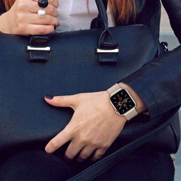 Rrip ore Tech-Protect MilaneseBand STARLIGHT, për Apple Watch 42 44 45 49mm, çelik inox, ngjyrë starlight