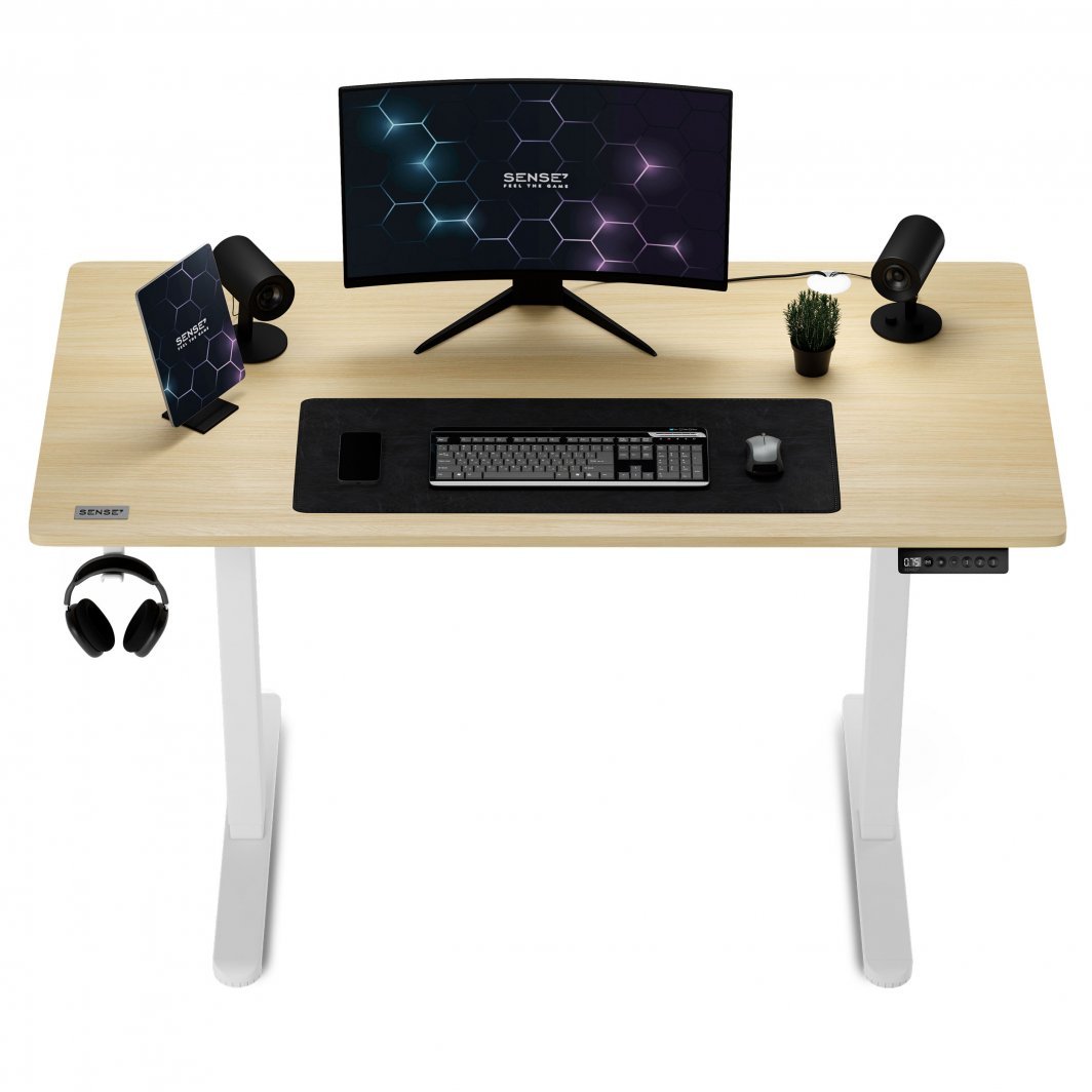 [OUTLET] Tavolinë elektrike SENSE7 Nojo, 120cm x 60cm, e bardhë/ druri e hapur