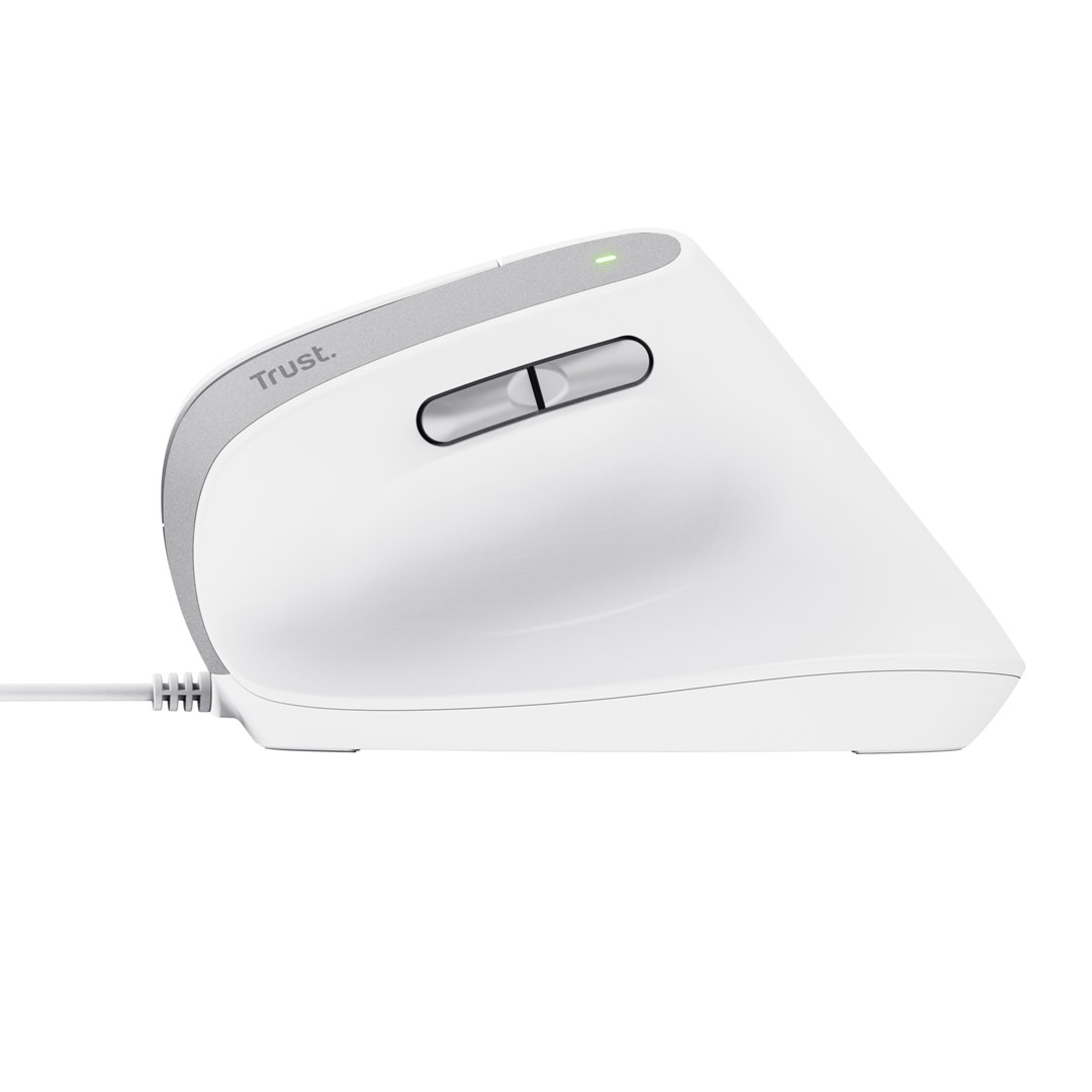 Maus ergonomik Trust Bayo II, me kabllo, 2400 DPI, i bardhë